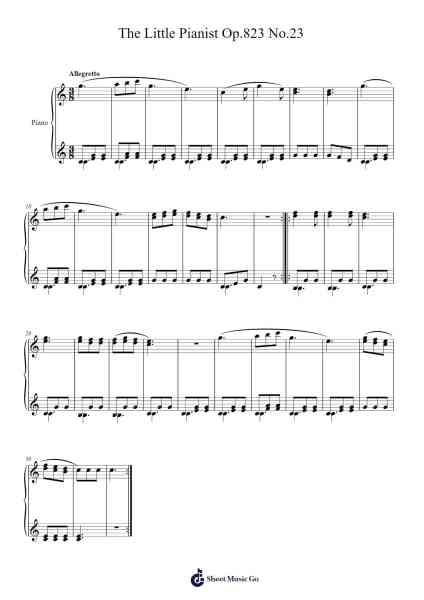 The Little Pianist Op.823 No.23 Sheet Music by Carl Czerny-Arr.Cromon Annlvis