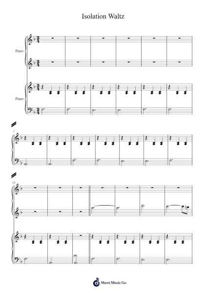 Isolation Waltz Sheet Music by SleepFacingWest-Arr.Gracejosh