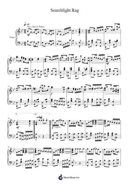 Searchlight Rag Sheet Music by Scott Joplin-Arr.Holtling