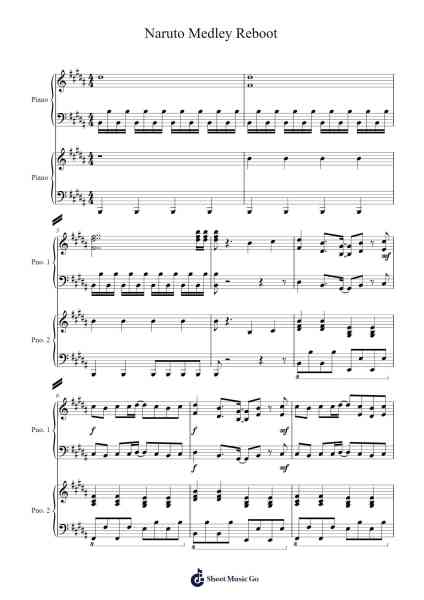 Naruto Medley Reboot Sheet Music by -Arr.Raelo
