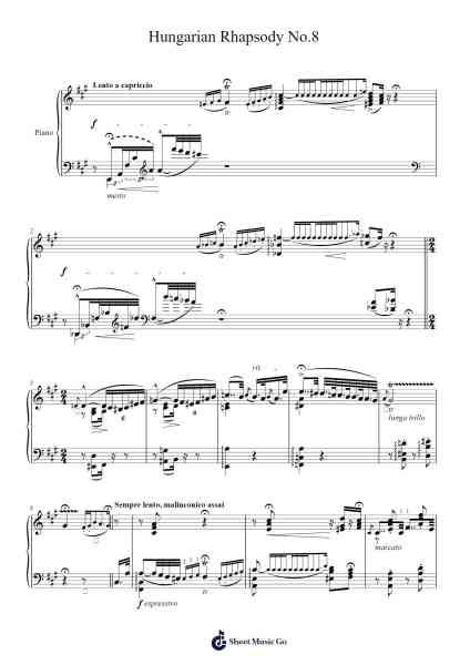 Hungarian Rhapsody No. 8 Sheet Music by Franz Liszt-Arr.Betle