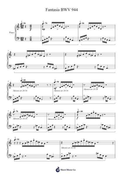 Fantasia in A Minor, BWV 944 Musica per pianoforte di Johann Sebastian Bach - Arr.Humbart Browningboyd