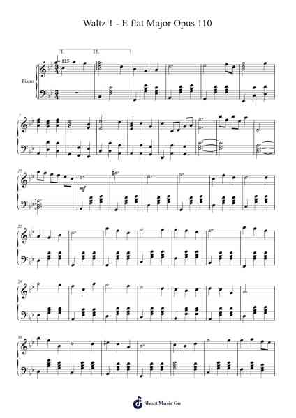 Waltz 1 - E flat Major Opus 110 Sheet Music by John-William Gibson-Arr.Francesyves