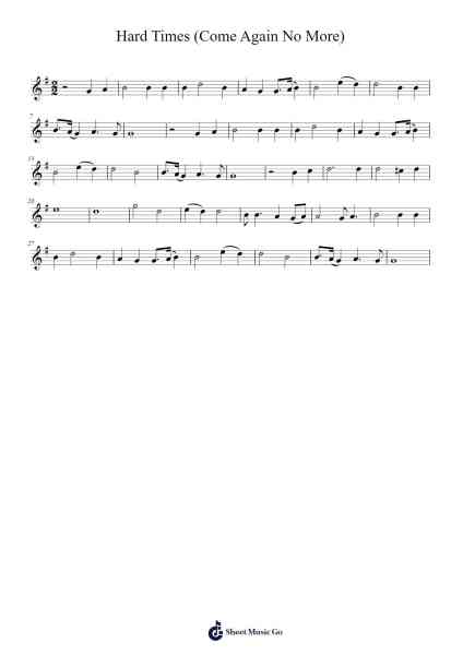 Hard Times (Come Again No More) Sheet Music by Raul Kirby-Arr.Dempdawn Ftance
