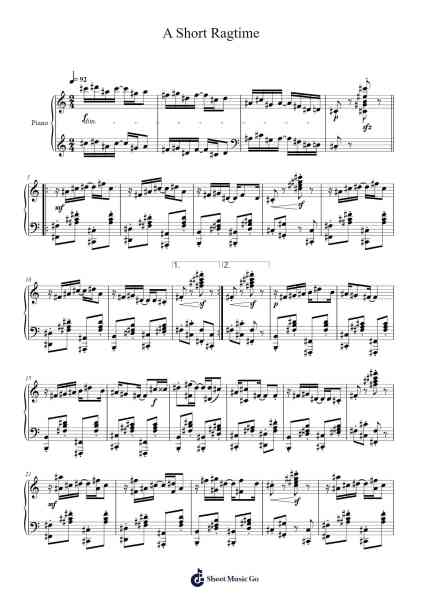 A Short Ragtime Sheet Music by Sunwoo Lim-Arr.Houscar Moulwat