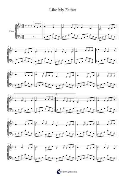 Like My Father Sheet Music by Jax Jones-Arr.Yorkkim