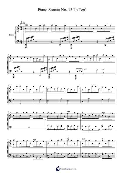 Piano Sonata No. 15 'In Ten' Sheet Music by Ogfey-Arr.Ranphia Boydle