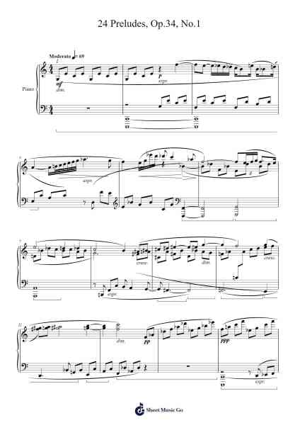 24 Preludes, Op. 34, No. 1 in C Major Sheet Music by Dmitri Shostakovich-Arr.Fasthue