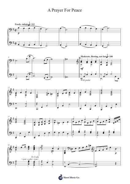 A Prayer For Peace Sheet Music by John Williams-Arr.Caescott