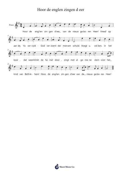 Hoor de englen zingen d eer Sheet Music by Misc Christmas-Arr.Warges Morestone