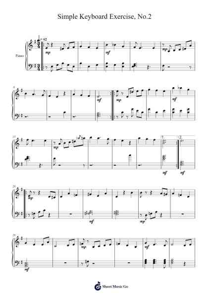 Simple Keyboard Exercise, No.2 Sheet Music by Flowerstuart Chapps-Arr.Edlup Denlouie