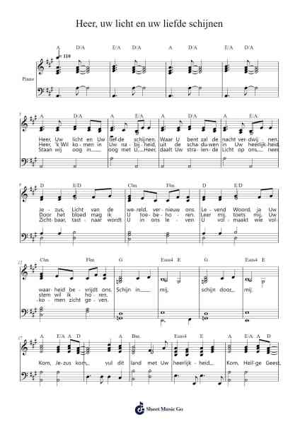 Heer, Uw licht en Uw liefde schijnen Sheet Music by -Arr.Sampcon Mevans