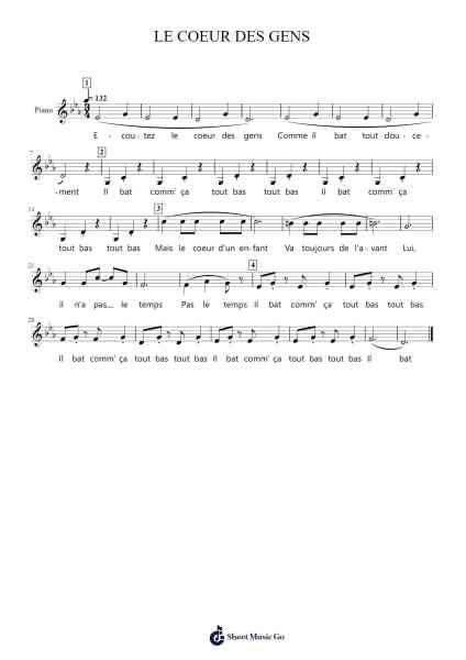 LE COEUR DES GENS Sheet Music by Daniel BEAUME-Arr.Leeles Stoweser