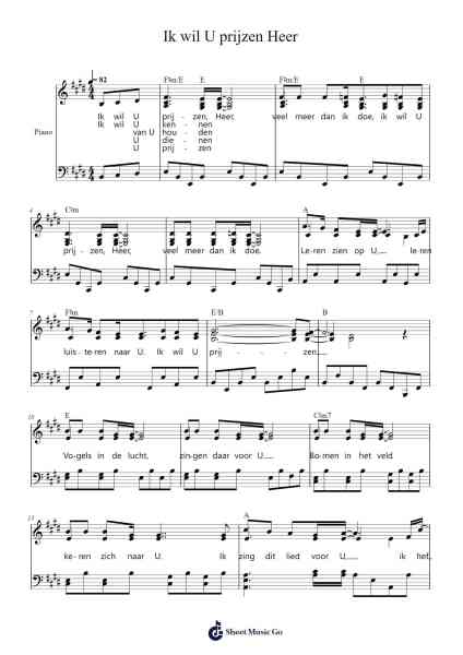 Ik wil U prijzen Heer Sheet Music by -Arr.Horncie Shapole