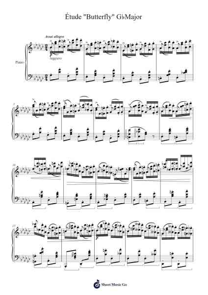 Étude in G-flat Major, Op. 25, No. 9 "Butterfly" Sheet Music by Frédéric Chopin-Arr.Yulejah