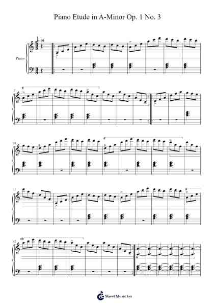 Piano Etude in A-Minor Op. 1 No. 3 樂譜由 Sylholmes Trutroy - 編曲 Bridrian