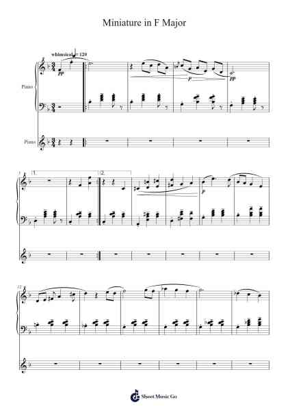 Miniature in F Major Sheet Music by Poexe Agpher-Arr.Mickmin