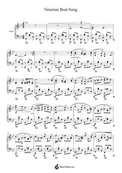 Song Without Words, Op. 30, No. 6 "Venetian Boat Song" Sheet Music by Felix Mendelssohn-Arr.Louiste