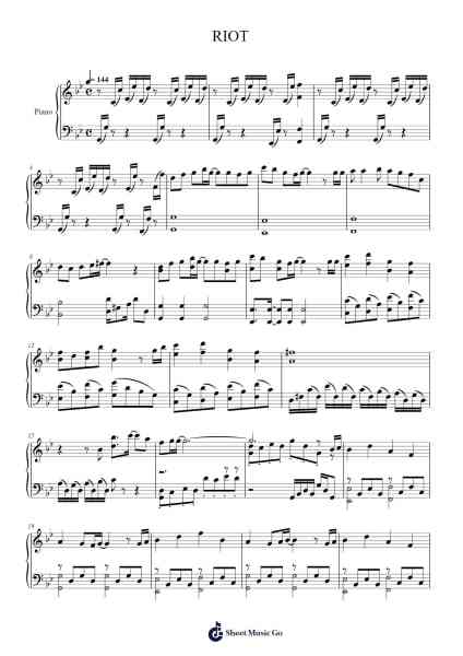 RIOT Sheet Music by eshullysoukok-Arr.Clydn