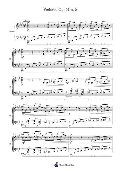 Preludio Op. 61 No. 6 Sheet Music by João Dovicchi-Arr.Cliffcam Whbill