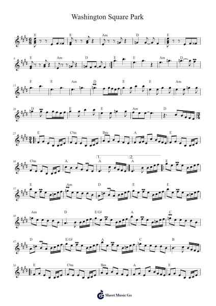 Washington Square Park Sheet Music by The Halton Quartet-Arr.Raemen