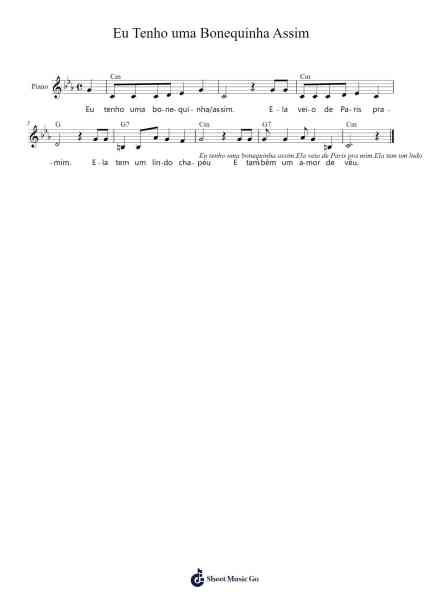 Eu Tenho uma Bonequinha Assim Sheet Music by Ogvans-Arr.Brower Molliz