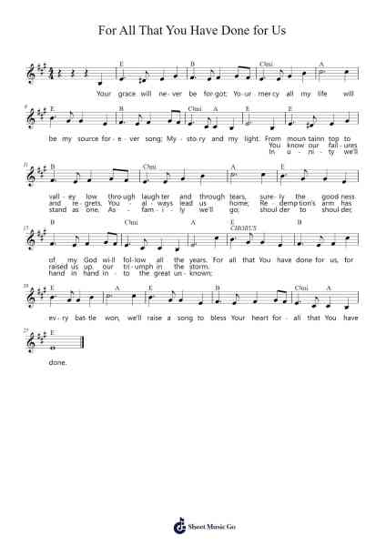 For All That You Have Done for Us Sheet Music by Michael Durso-Arr.Keyed Kakuk
