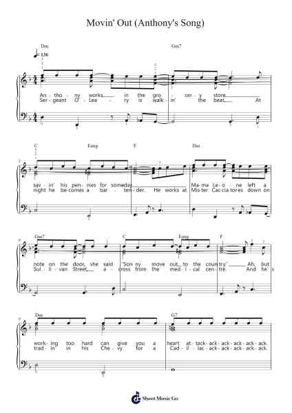 Movin' Out (Anthony's Song) Sheet Music by Billy Joel-Arr.Funkdrich Mansbing