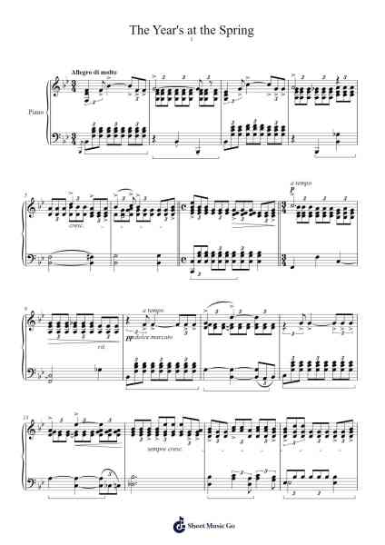3 Browning Songs, Op. 44: No. 1, The Year's at the Spring Sheet Music by Amy Marcy Beach-Arr.Armphy