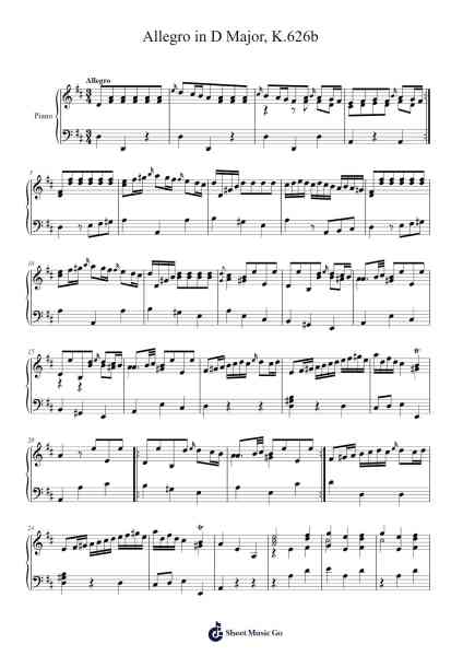Allegro in D Major, K.626b Sheet Music by Wolfgang Amadeus Mozart-Arr.Souyet Jamesnolds