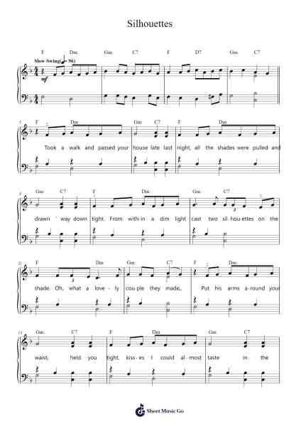 Silhouettes Sheet Music by Herman's Hermits-Arr.Franling Godrwood