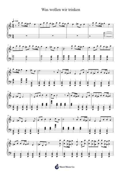 Was wollen wir trinken Sheet Music by Unknown author-Arr.Blajeames Yulewood