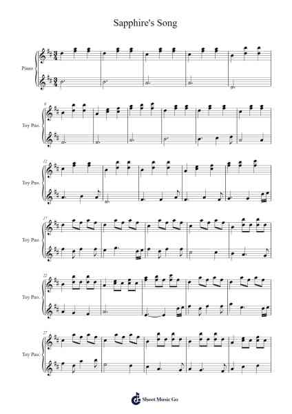 Sapphire's Song Sheet Music by Jester the Grand-Arr.Charwen