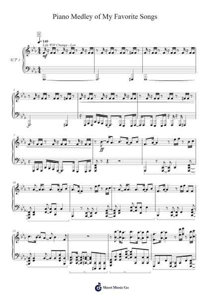 Piano Medley of My Favorite Songs Sheet Music by Misc-Arr.Gracejosh