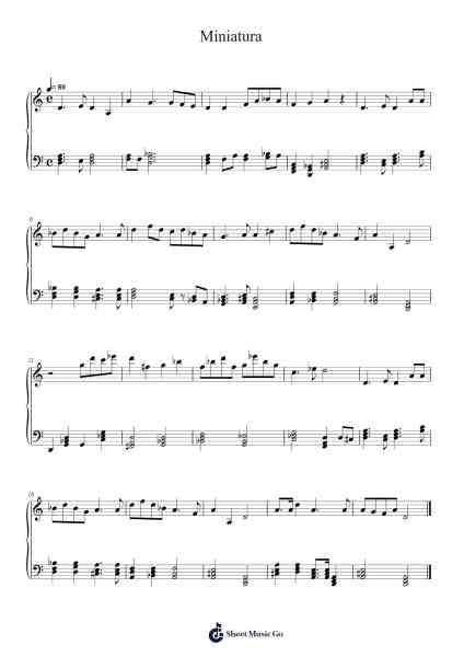 Miniatura Sheet Music by Ana Raquel Ferreira-Arr.Joanbar Crichniel