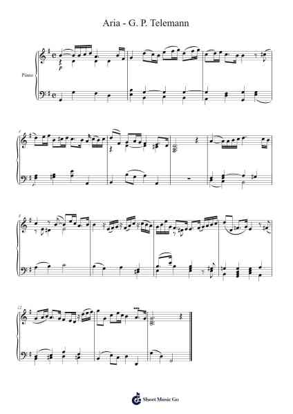 Aria Sheet Music by Georg Philipp Telemann-Arr.Vicnick Hoodpy