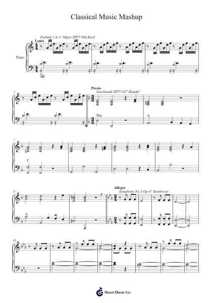 Classical Music Mashup Sheet Music by Grant Woolard-Arr.Warge