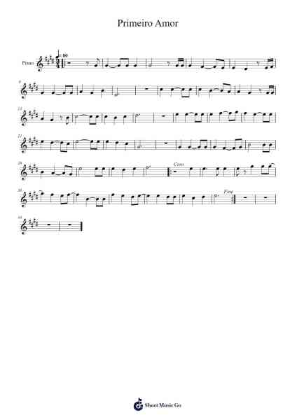 Primeiro Amor Sheet Music by Rhyslou Cylaine-Arr.Tralind