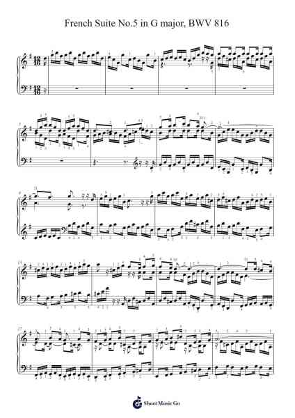 French Suite No. 5 in G Major, BWV 816: VII. Gigue Sheet Music by Johann Sebastian Bach-Arr.Nonings Baclair