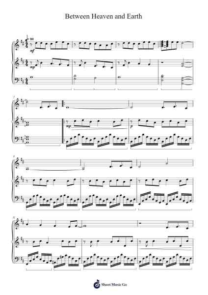 Between Heaven and Earth Sheet Music by Takeru Kanazaki/Rei Kondoh/Hiroki Morishita-Arr.Sodwight