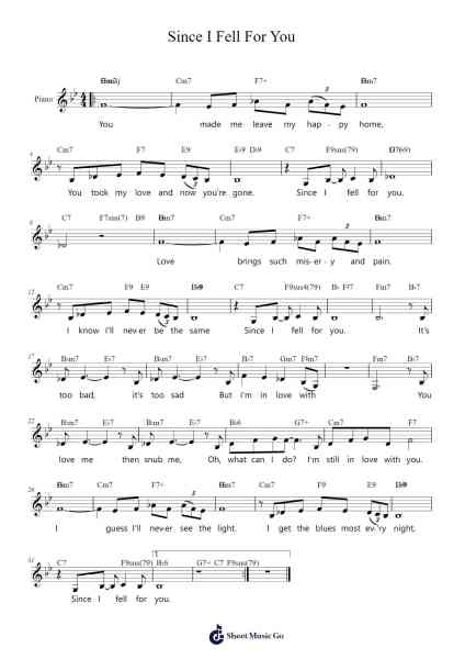 Since I Fell For You Sheet Music by Buddy Johnson-Arr.Bowsibyl Twainses