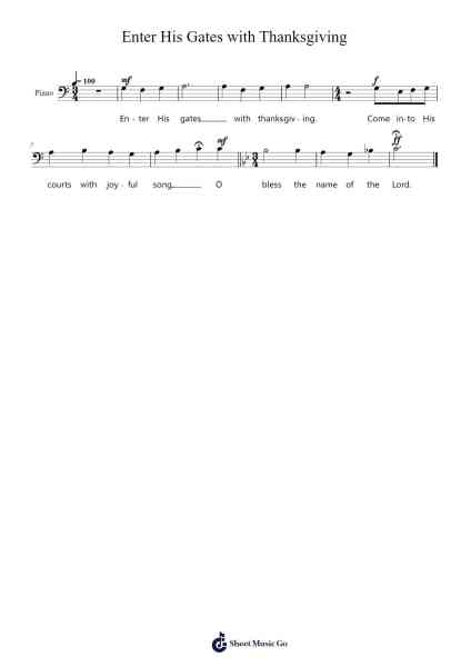 Enter His Gates with Thanksgiving Sheet Music by -Arr.Fanbrow Douggreve