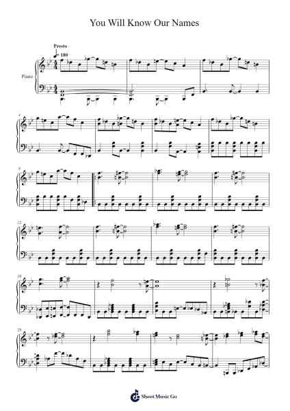 You Will Know Our Names Sheet Music by kasoncapps-Arr.Bulgy Boylebaird