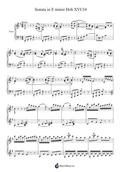 Sonata in E Minor, Hob. XVI:34 Sheet Music by Joseph Haydn-Arr.Crodre Kipqe