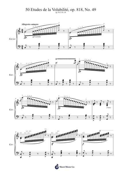 50 Etudes de la Volubilité, Op. 818, No. 49 Sheet Music by Carl Czerny-Arr.Phylpeg Bradning