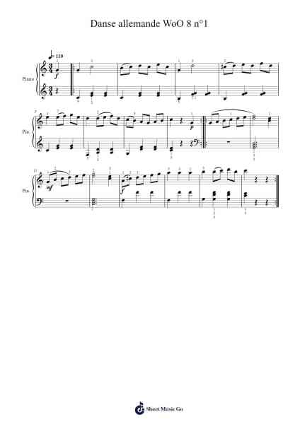Danse allemande WoO 8 No. 1 Sheet Music by Ludwig van Beethoven-Arr.Rexlin Clachad