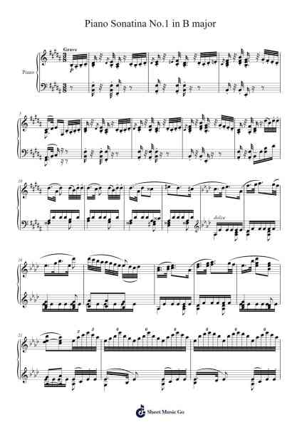 Piano Sonatina No.1 in B major Sheet Music by Curhill-Arr.Thomgreg