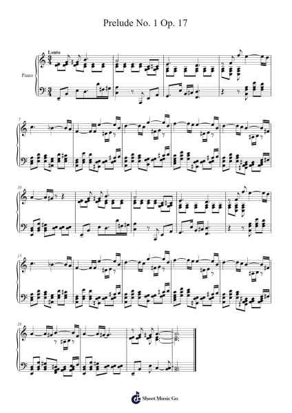 Prelude No. 1 Op. 17 Sheet Music by ...etc...-Arr.Kylenus Minruth