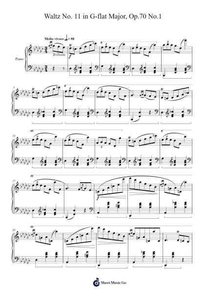 Waltz No. 11 in G-flat Major, Op.70 No.1 Sheet Music by Frédéric Chopin-Arr.Sailshead Verborn