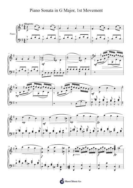 Piano Sonata in G Major, K. 283: I. Allegro Sheet Music by Bunsh-Arr.Alruth